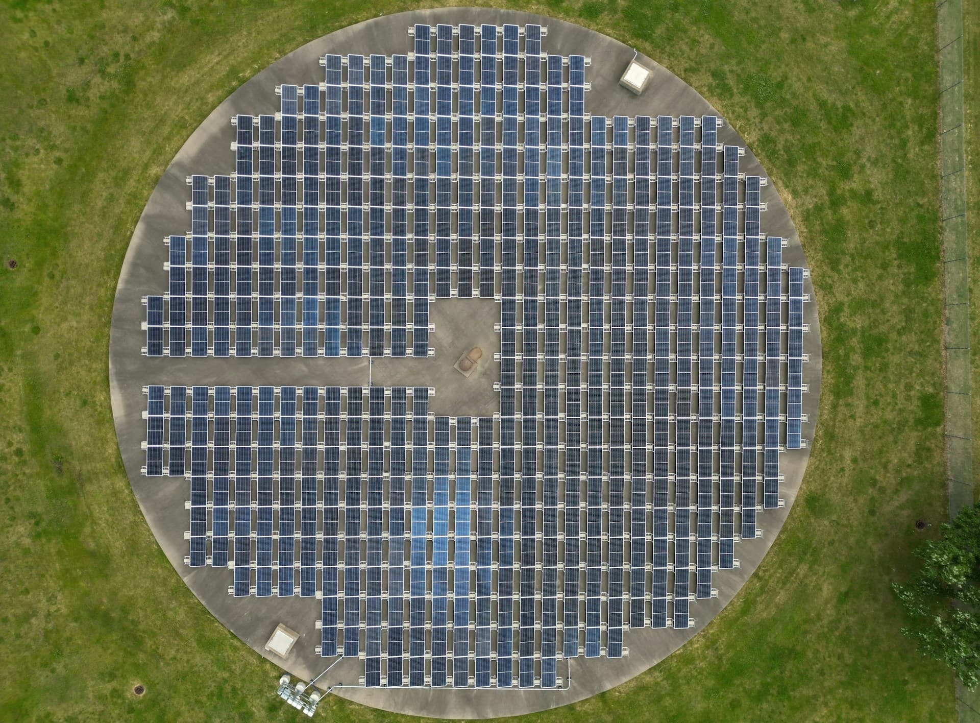 Solar panels at sunset